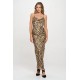 Leopard Print Satin Cowl Neck Tank Top
