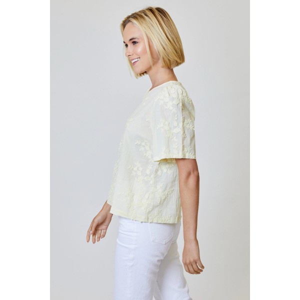 Eyelet Flower Applique Top