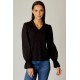 Eyelet Trim V Neck Top