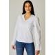 Eyelet Trim V Neck Top