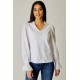 Eyelet Trim V Neck Top