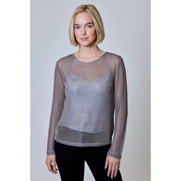 Metallic Mesh Top