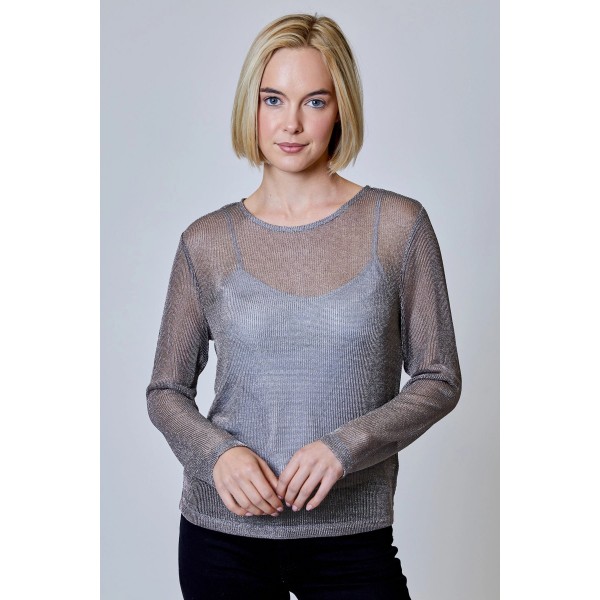 Metallic Mesh Top