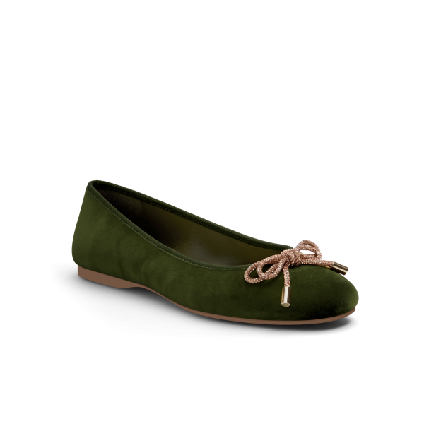 The Hummingbird - Evergreen Velvet Jeweled Bow