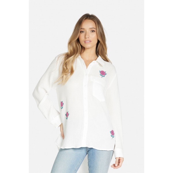 Dara Crystal Rose Button Down
