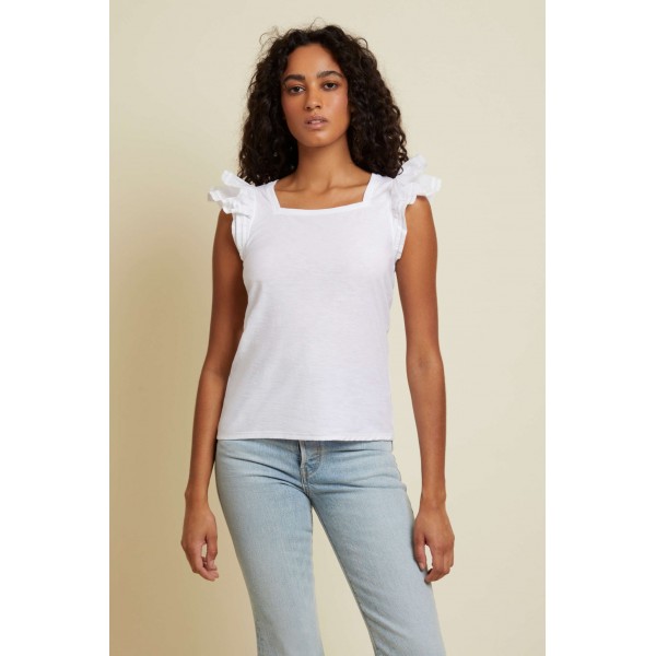 Cameo Square Neck Ruffle Top