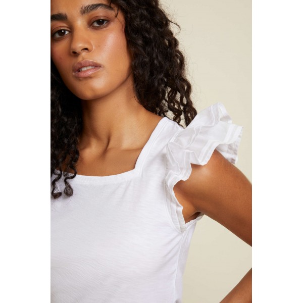 Cameo Square Neck Ruffle Top