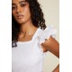 Cameo Square Neck Ruffle Top