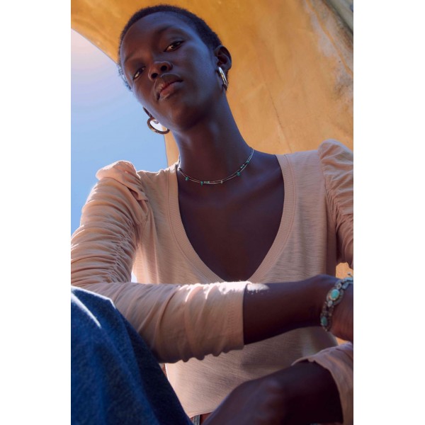 Renee Shirred V neck