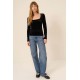 Dream Come True Square Neck Velvet Long Sleeve