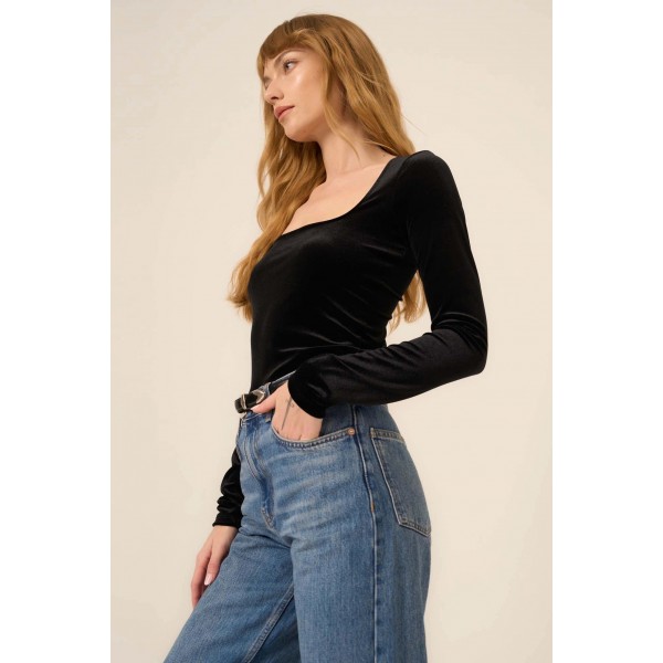 Dream Come True Square Neck Velvet Long Sleeve