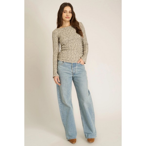 Sanna Boat Neck Sweater Rib Long Sleeve