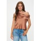 Dropped Shoulder Long Sleeve Satin Top