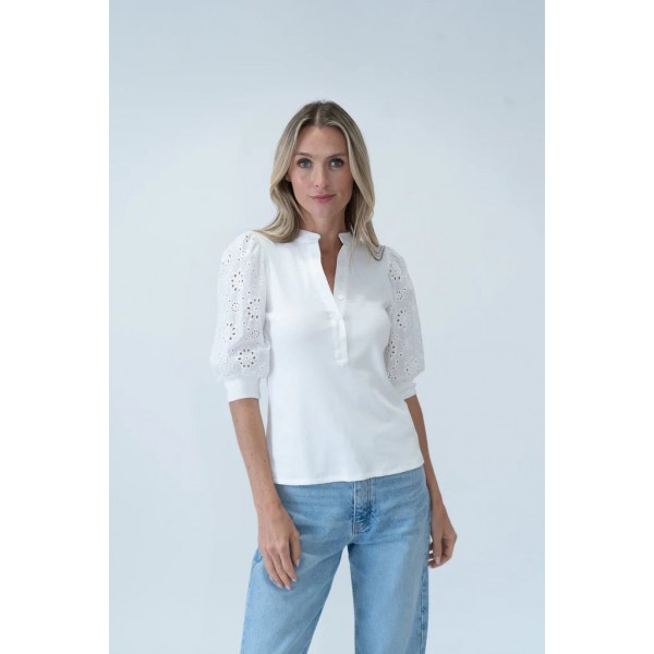 Lace Sleeve Knit Henley