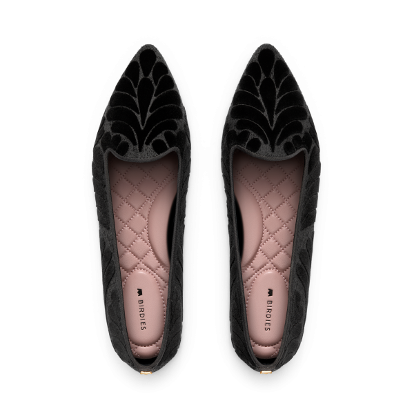 The Sparrow - Black Velvet Embroidery